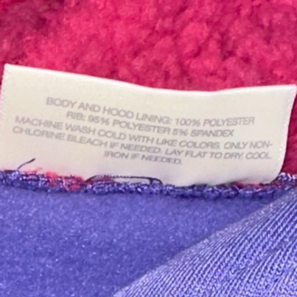 Bobbie Brooks Girls Purple Unicorn Hoodie Pink Sherpa Lined Hood Size L 10/12